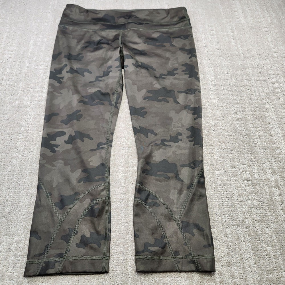 Lululemon Pants Women 8 Run Inspire Crop II Leggings Savasana Camo Athleisure‎